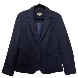 Talbots Women's Blazer Size 10 Navy Blue‎ Textured Two Button Business Casual